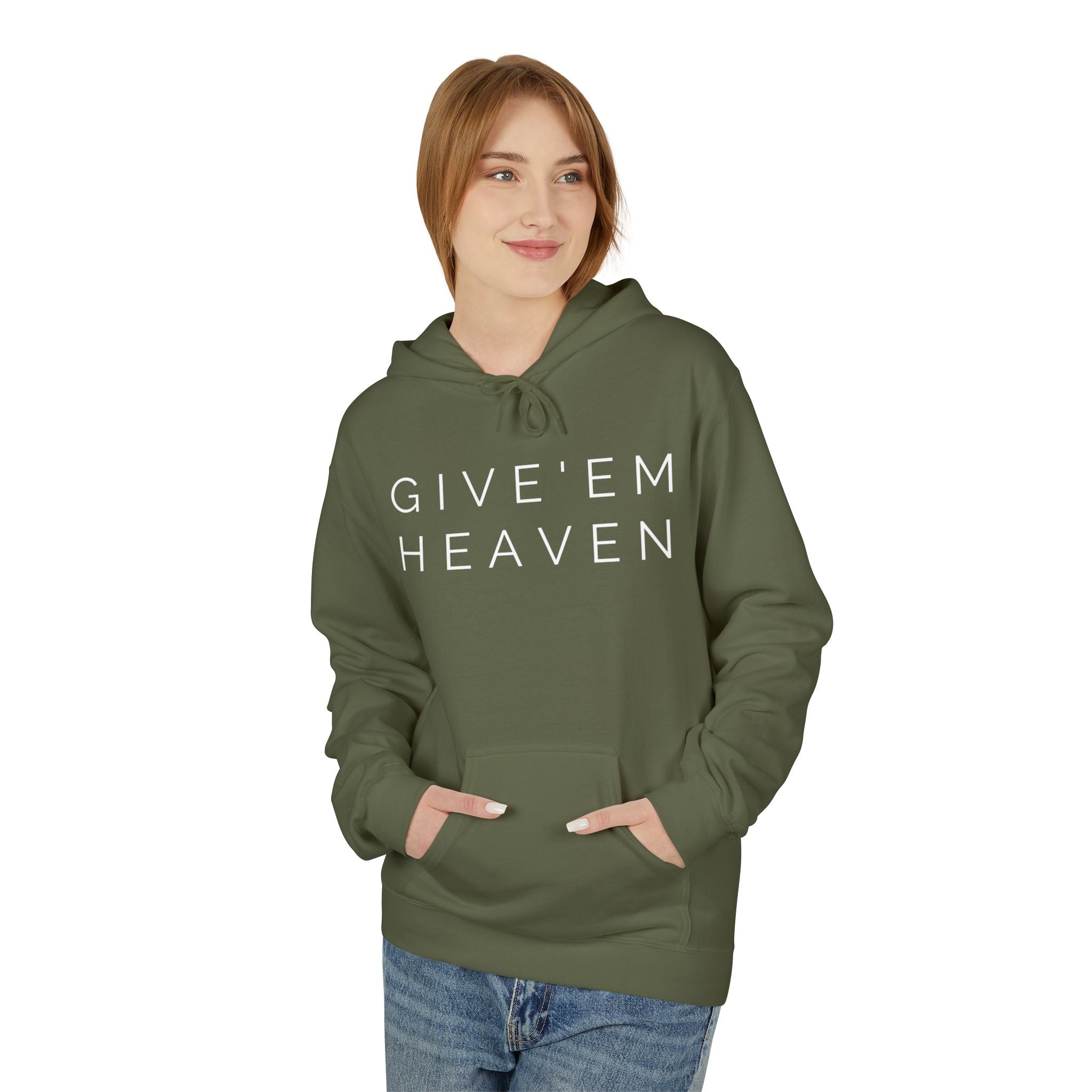 Give'em Heaven Hoodie: Unisex Midweight Softstyle Fleece